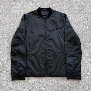 John Varvatos USA Bomber Jacket Windbreaker Mens M Black Lightweight Zip Pockets